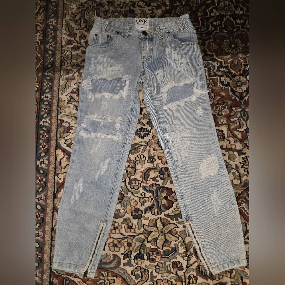 One Teaspoon Distressed Blue Jeans